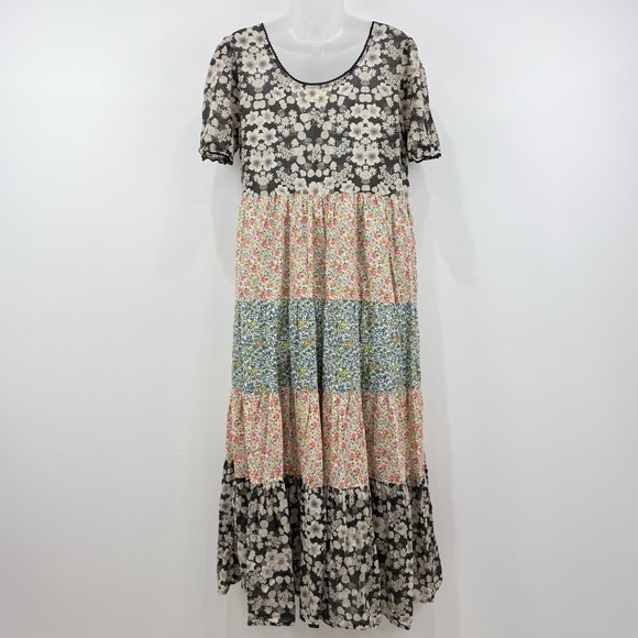 Natural Life Lucia Maxi Dress Womens M Mixed Media Cottagecore Prairie Peasant - Picture 13 of 15